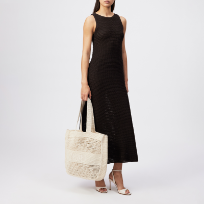 DRYKORN IKIS Ärmelloses Maxikleid in Grobstrick mit dry touch Haptik braun XS