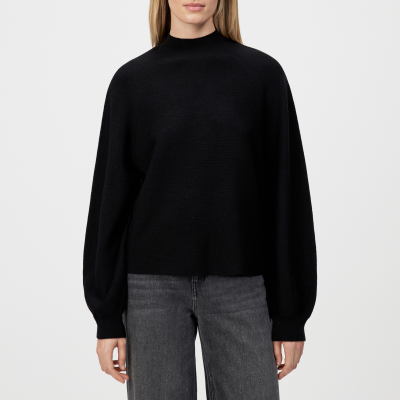 DRYKORN KIMONI Pullover mit Ballonärmeln in 100% Merinowolle schwarz XS