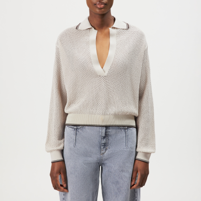 DRYKORN JORGIA Relaxed Fit Strick Longsleeve in reiner Baumwolle beige XS