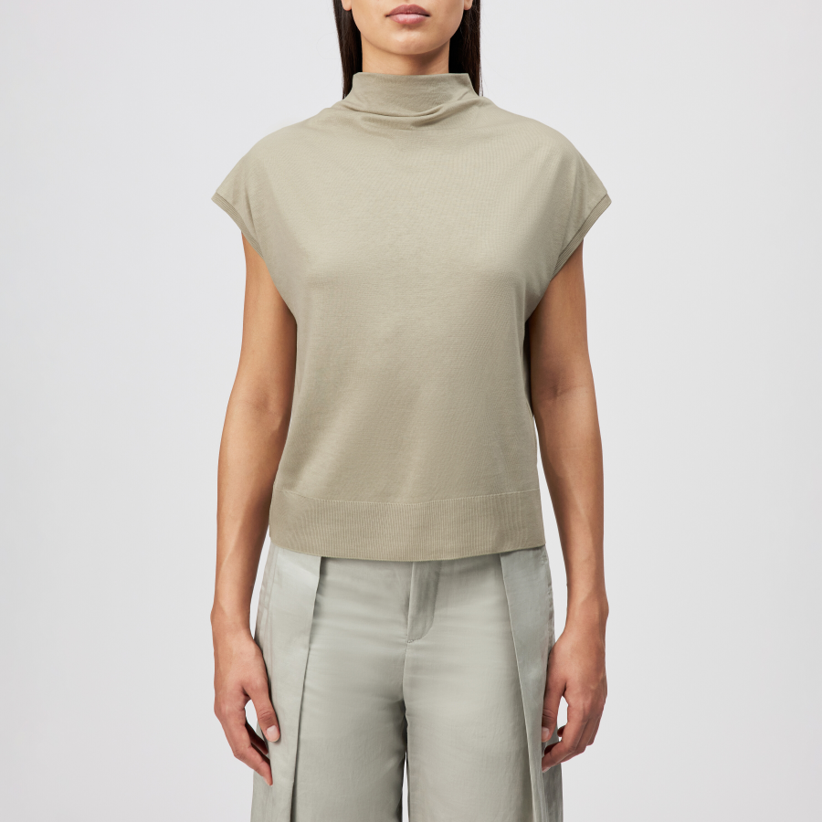 DRYKORN SOLEMNO T-Shirt mit Wasserfallausschnitt in Lyocell-Mix beige XS