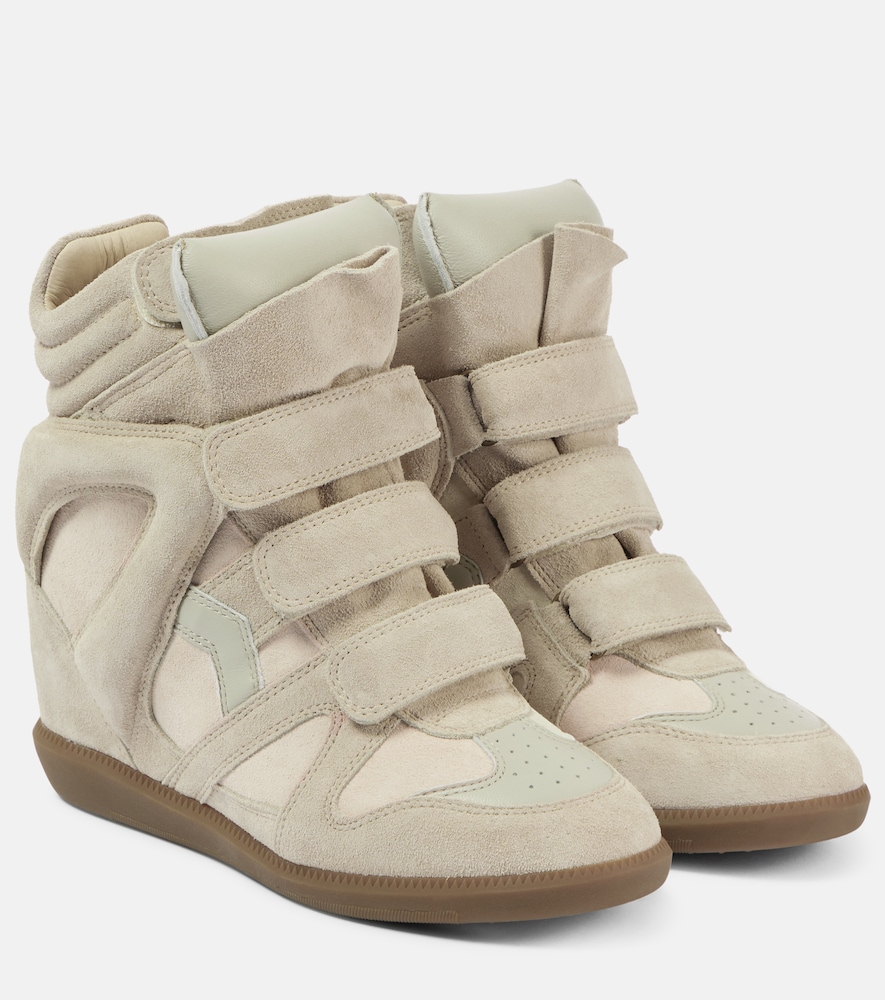 Isabel Marant Wedge-Sneakers Bekett aus Veloursleder, Damen, EU 38 Beige