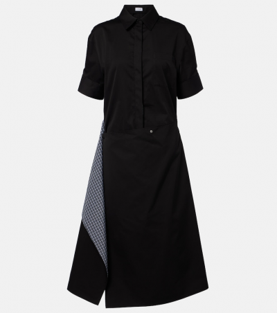 Loewe Hemdblusenkleid aus Baumwolle und Seide, Damen, XXS Schwarz