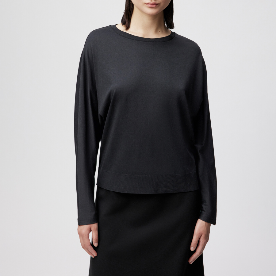 DRYKORN SOMEJA Batwing - Longsleeve in Lyocell-Baumwoll-Mix schwarz XS