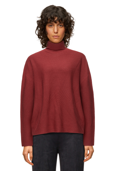 DRYKORN LIORA Egg-Shape Rollkragenpullover in 100% Merinowolle rot XS