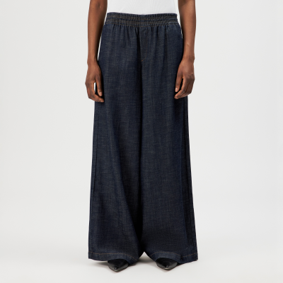 DRYKORN CEILING Pull-On Pants mit weitem Bein in Leinen-Mix Denim blau 25x32