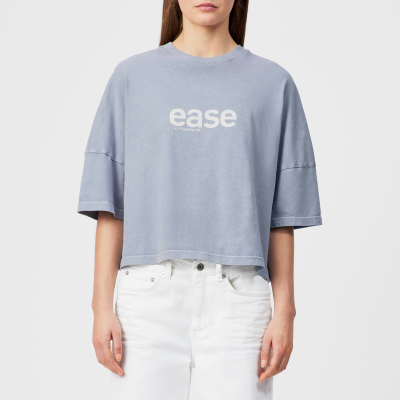 DRYKORN KUSIA-P5 Lässiges T-Shirt mit "ease" Print blau S
