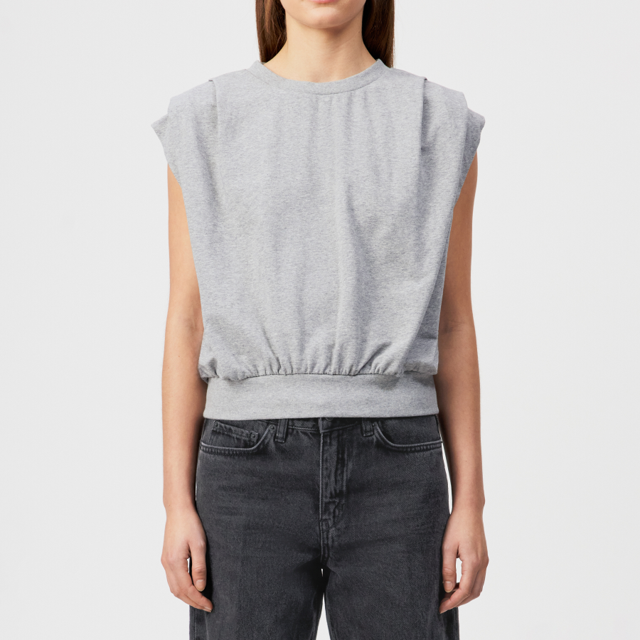 DRYKORN CALLUNA Cropped Oversized Top aus Baumwoll-Mix grau XS