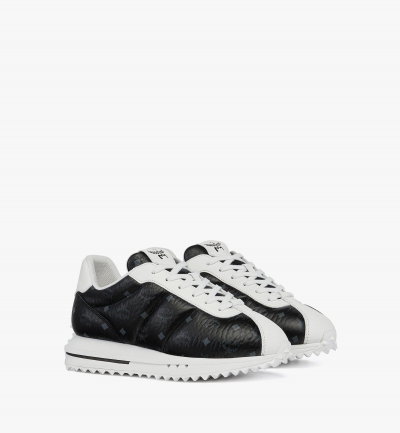 MCM Sneaker Diamante aus gestepptem Leder mit Monogramm Damen Schwarz