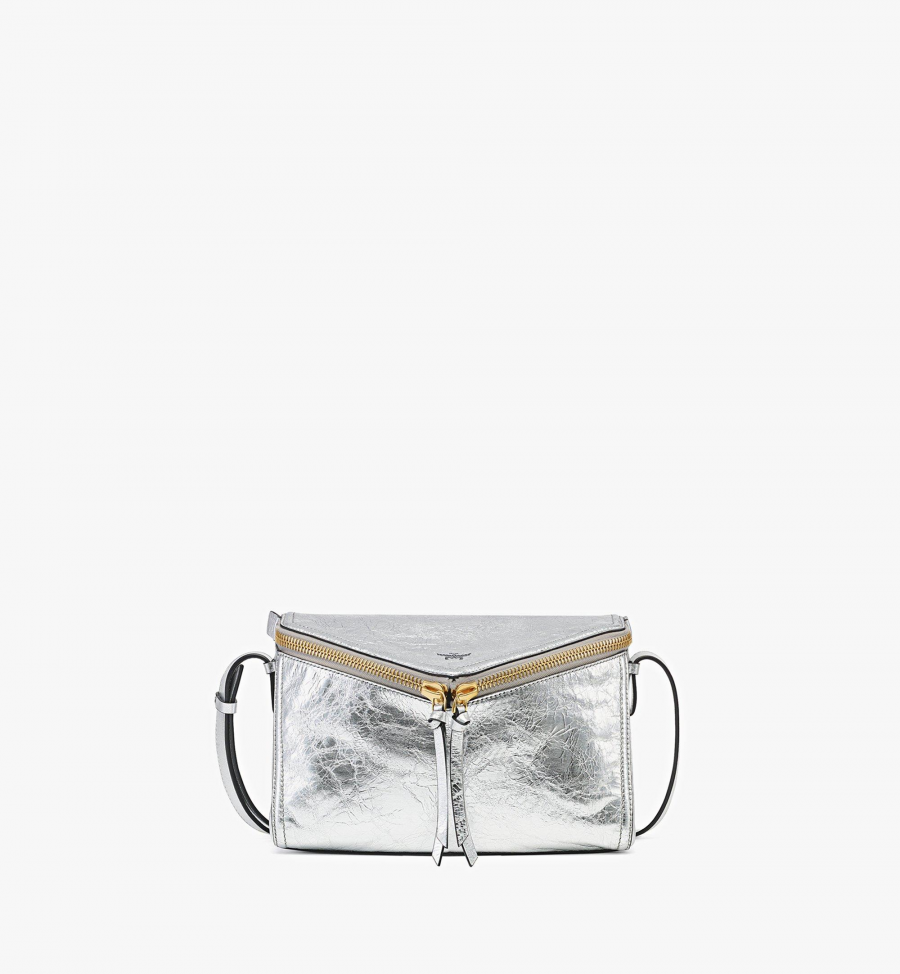 MCM Diamant 3D Schultertasche aus Kalbsleder in Metallic-Optik Damen SILVER
