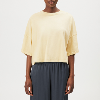 DRYKORN MARVA Boxy Kurzarm T-Shirt in reiner Baumwolle gelb XS