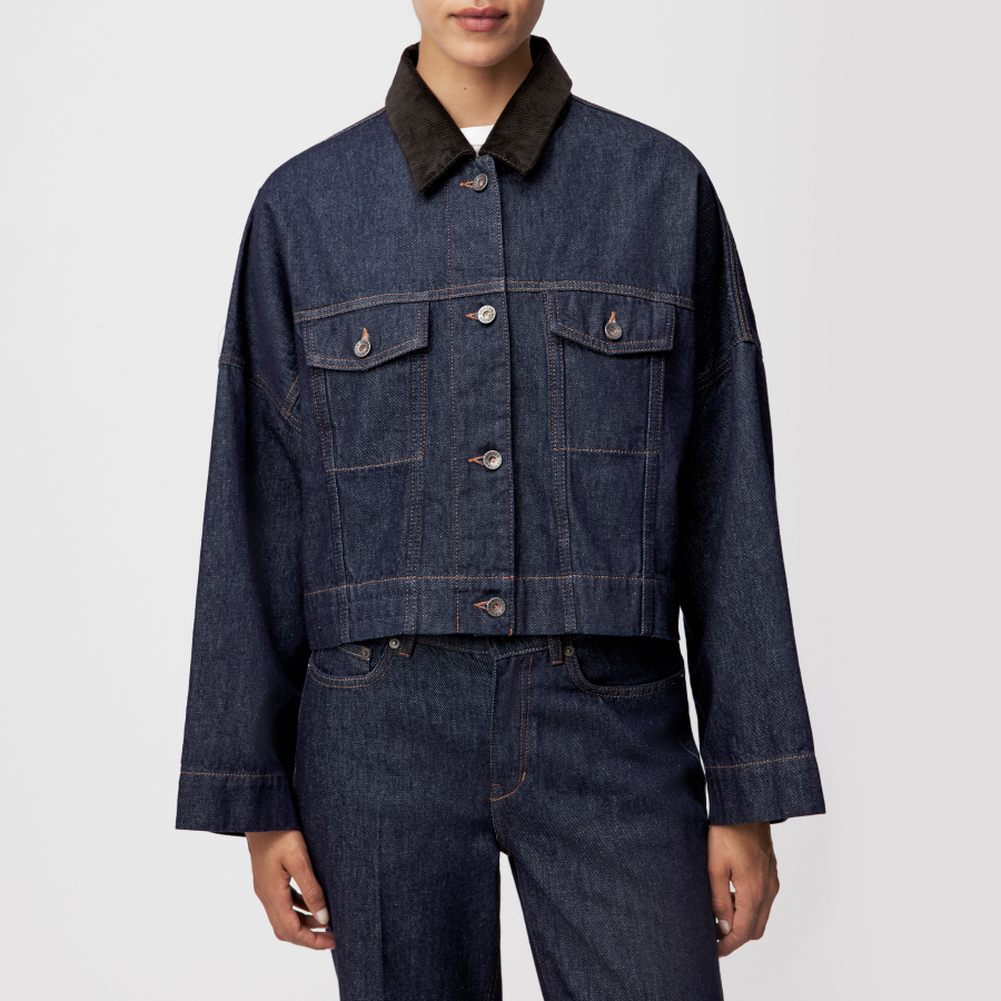 DRYKORN HOLBROOKS-1 Denimjacke mit Kontrastkragen in Mid-Blue Denim blau 2