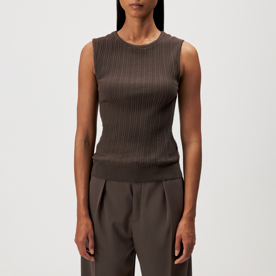 DRYKORN FARIDA Slim Fit Top in Ajour Optik braun S