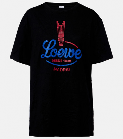 Loewe Bedrucktes T-Shirt aus Baumwoll-Jersey, Damen, XS Schwarz