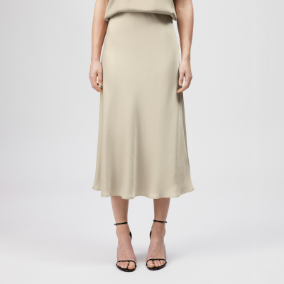DRYKORN URA Slip-Skirt in Midilänge in Satin beige 25
