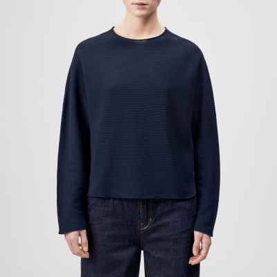 DRYKORN MEAMI Vekürzter Egg-Shape Pullover in reiner Baumwolle blau XS