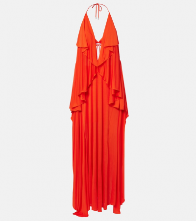 Loewe Paula's Ibiza Maxikleid aus Crêpe, Damen, L Orange