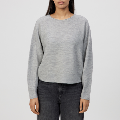 DRYKORN MEAMI Vekürzter Egg-Shape Pullover in 100% Merinowolle grau XS