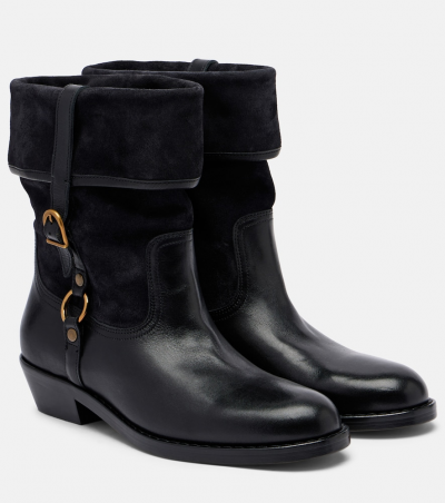 Isabel Marant Ankle Boots Ildra 35 aus Leder und Veloursleder, Damen, EU 35 Schwarz