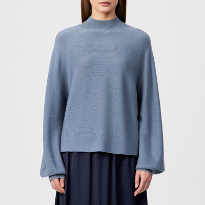 DRYKORN KIMONI Pullover mit Ballonärmeln in 100% Merinowolle blau XS