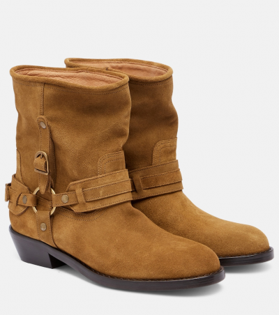Isabel Marant Ankle Boots Ildred aus Veloursleder, Damen, EU 35 Braun