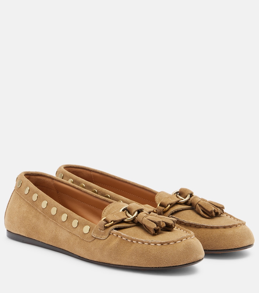 Isabel Marant Verzierte Loafers Faxel aus Veloursleder, Damen, EU 37 Beige