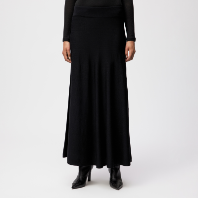 DRYKORN TENSYA Ausgestellter Strickrock in 100% Merinowolle schwarz XS