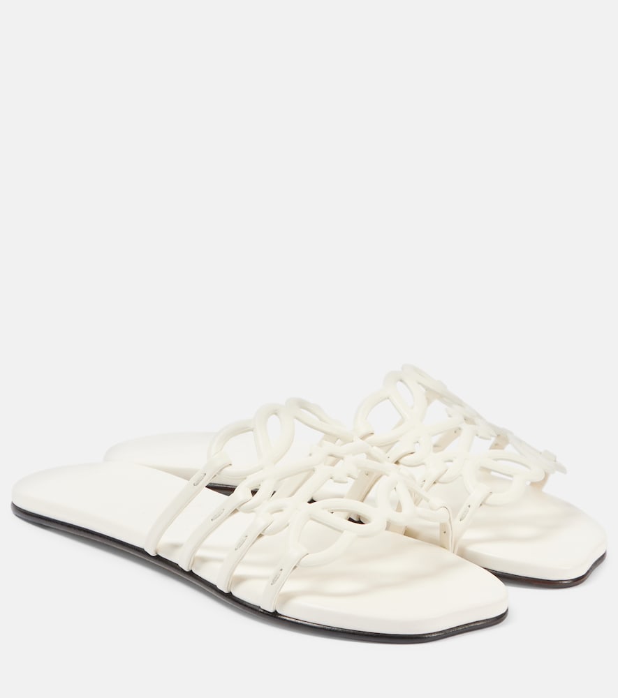 Loewe Pantoletten Petal Anagram aus Leder, Damen, EU 39 Weiß