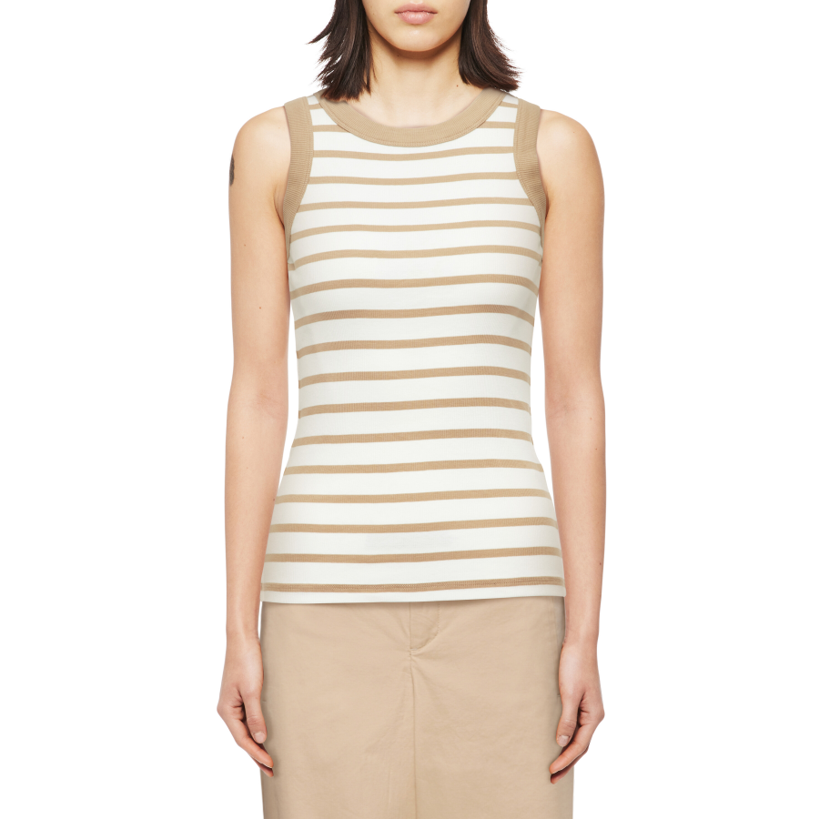 DRYKORN OLINA Tanktop mit Rundhals in Baumwoll-Rippe braun XS