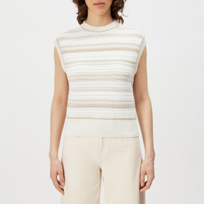 DRYKORN OFELY Ärmelloser Rundhalspullover mit Streifen beige XS
