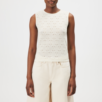 DRYKORN FARIDA Slim Fit Top in Baumwoll-Mix mit gestickten Abschlüssen off_weiß M