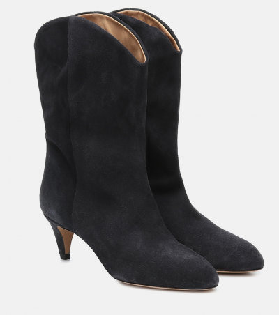 Isabel Marant Ankle Boots Dernee aus Veloursleder, Damen, EU 35 Schwarz