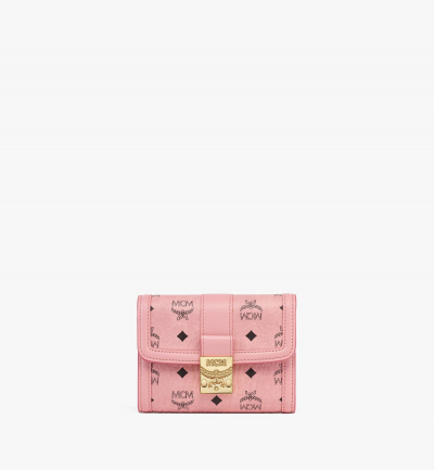 MCM Tracy dreifach gefaltetes Portemonnaie in Visetos Damen SOFT PINK