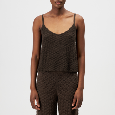 DRYKORN GALVINA Stricktop in strukturierter Baumwolle braun L