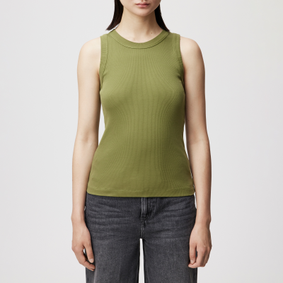 DRYKORN OLINA Tanktop mit Rundhals in Baumwoll-Rippe grün XL