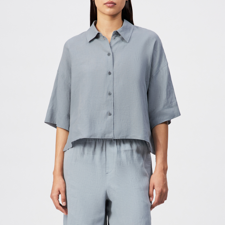 DRYKORN YARIKA Kastige Hemdbluse in Leinen blau 5