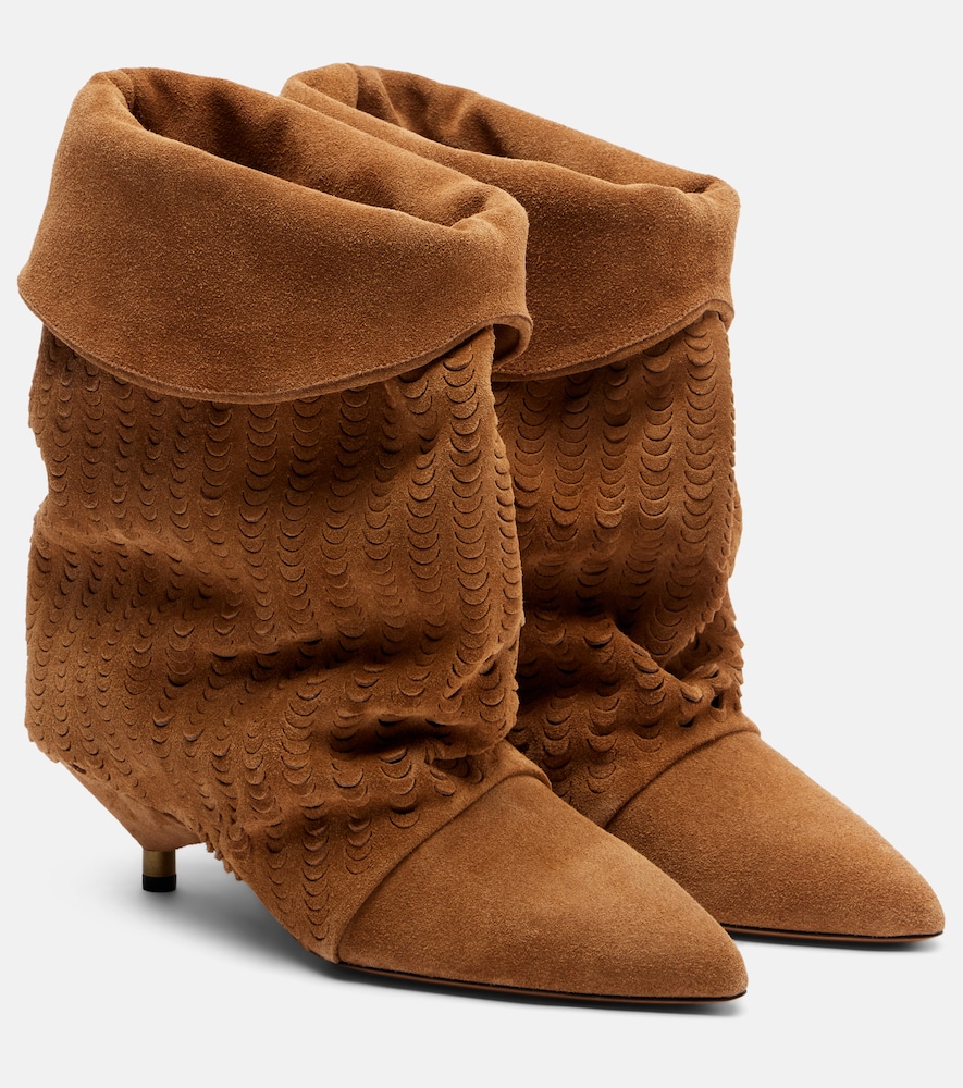 Isabel Marant Ankle Boots Edrik 45 aus Veloursleder, Damen, EU 38 Beige