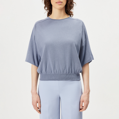 DRYKORN DILARY Lässiges Strick-T-Shirt in Baumwoll-Crêpe blau S