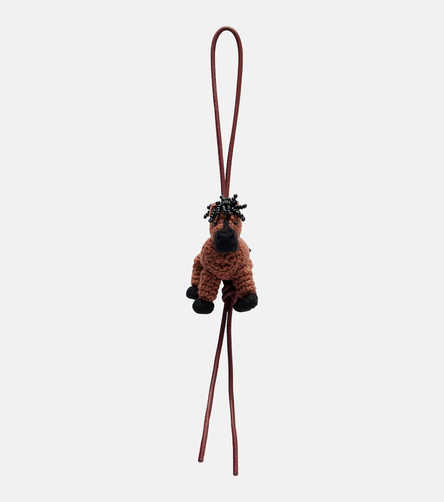Loewe Taschenanhänger Horse aus Wolle mit Leder, Damen, Eine Größe Braun