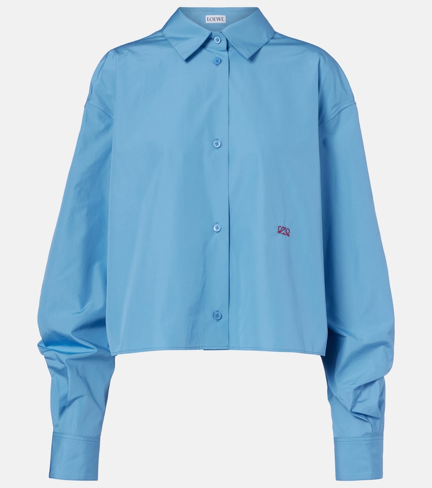 Loewe Besticktes Hemd Anagram aus Baumwolle, Damen, M Blau