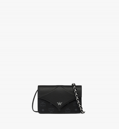 MCM Diamond Schultertasche in Visetos-Leder-Mix Damen Schwarz