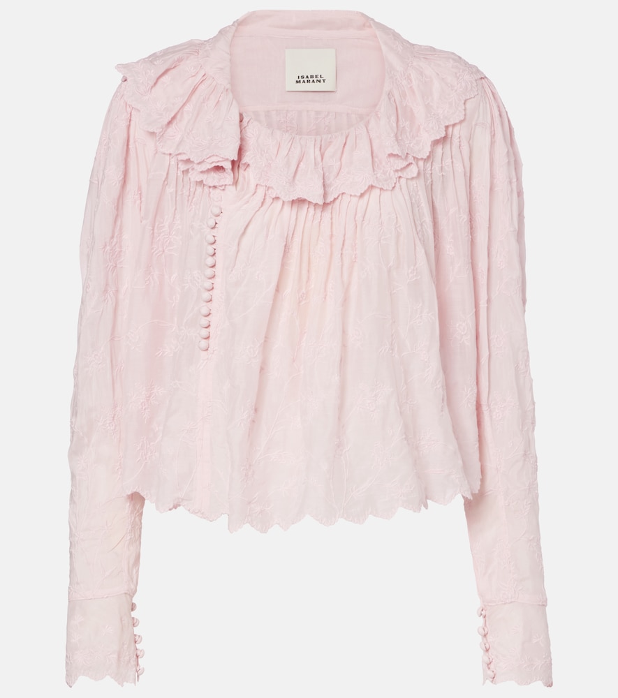 Isabel Marant Bestickte Bluse Zelly aus Baumwolle und Seide, Damen, DE 32 Rosa