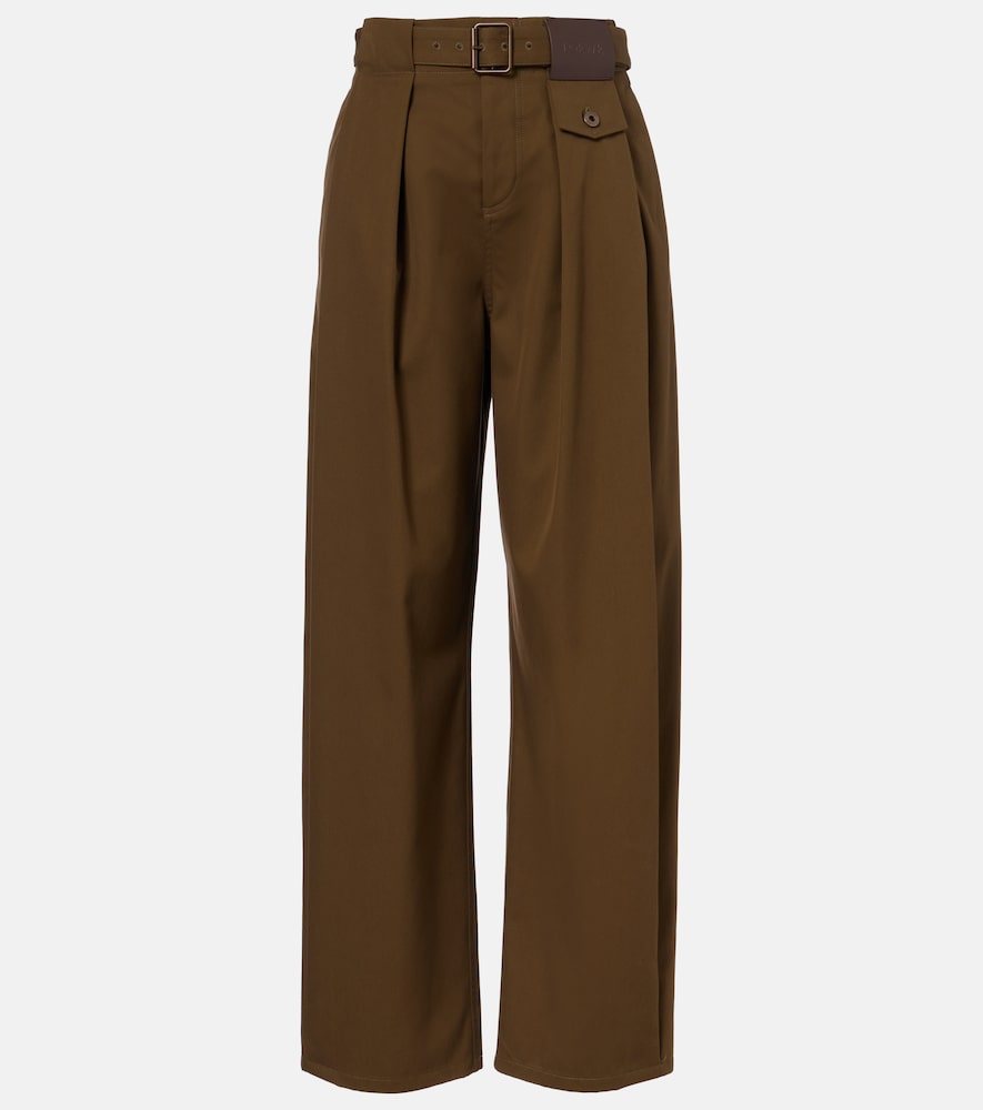 Loewe Weite High-Rise-Hose aus Baumwolle und Seide, Damen, XL Grün