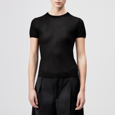 DRYKORN MOGLINI-2 Strick-T-Shirt mit Rippstruktur schwarz XS