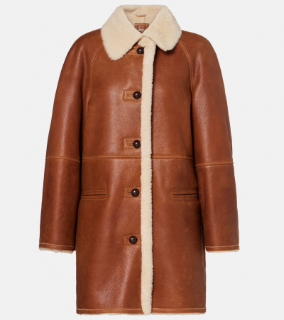 Isabel Marant Mantel Berthie aus Leder mit Shearling, Damen, DE 34 Braun