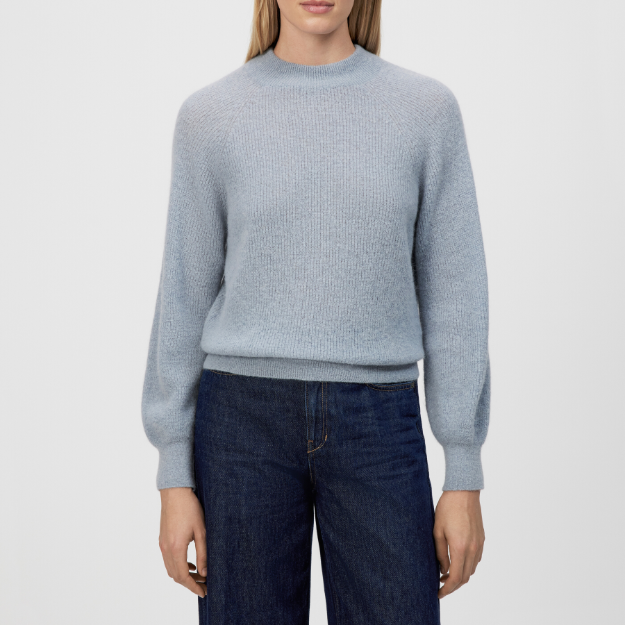 DRYKORN LARELYA Pullover mit Ballonärmeln in luxuriösem Suri Alpaka-Mix blau XS