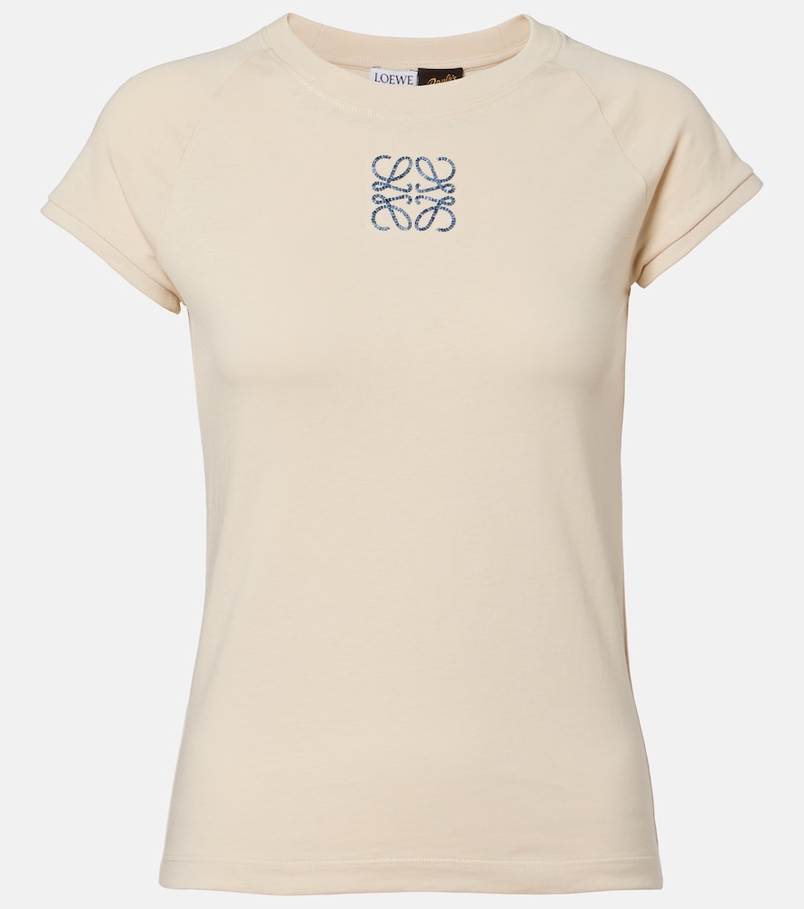 Loewe Paula's Ibiza Verziertes T-Shirt aus Baumwoll-Jersey, Damen, XS Beige
