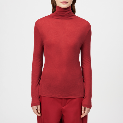 DRYKORN ZERAFNE Schmales Longsleeve in Lyocell-Wolle-Mix rot XL