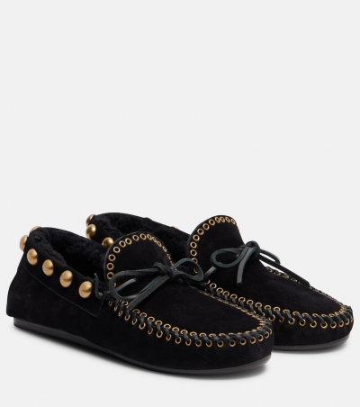 Isabel Marant Verzierte Loafers Fitza aus Veloursleder, Damen, EU 37 Schwarz
