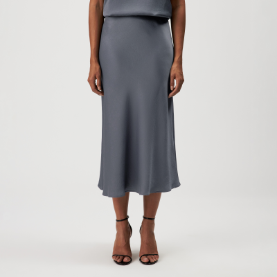 DRYKORN URA Slip-Skirt in Midilänge in Satin grau 25