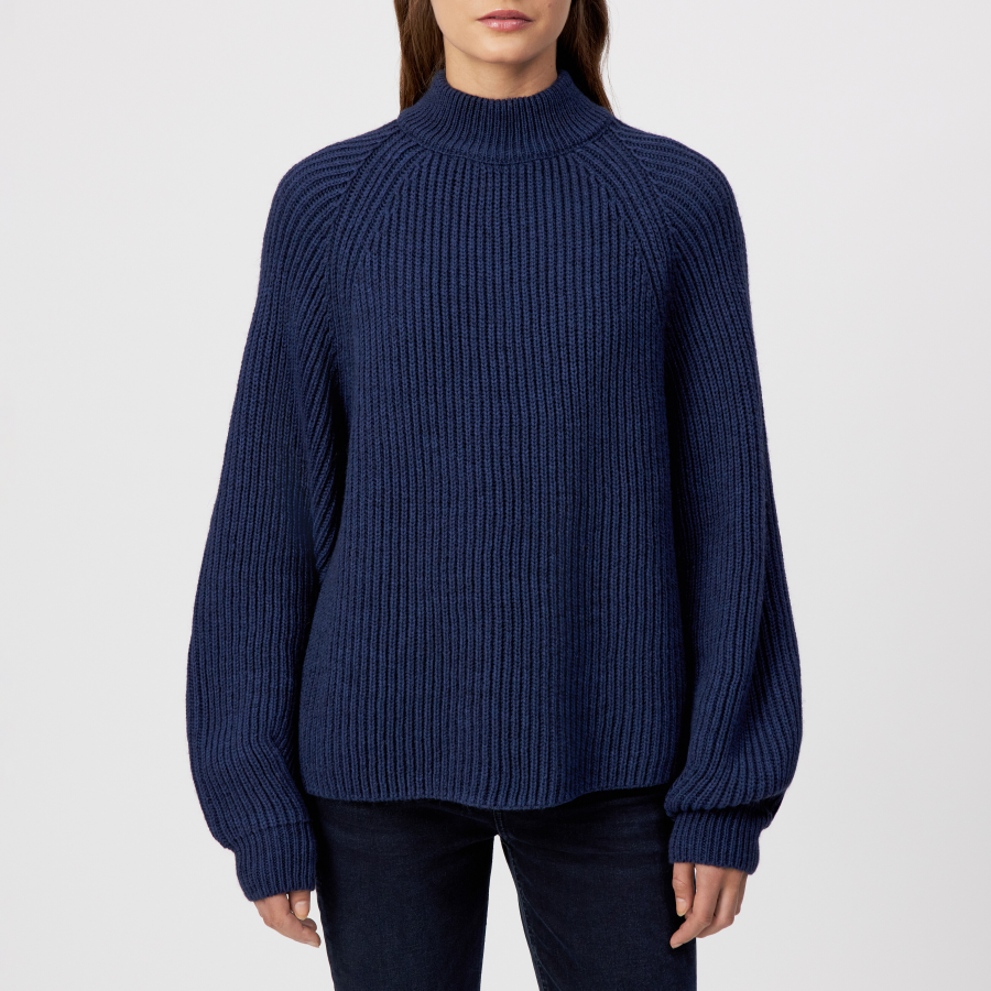 DRYKORN KIMONI Pullover mit Ballonärmeln in Woll-Alpakamix blau XS